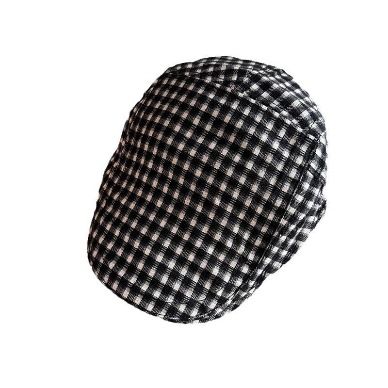 Checkered Pattern Retro Beret Hat For Women Breathable Sunshade Headwear Gift