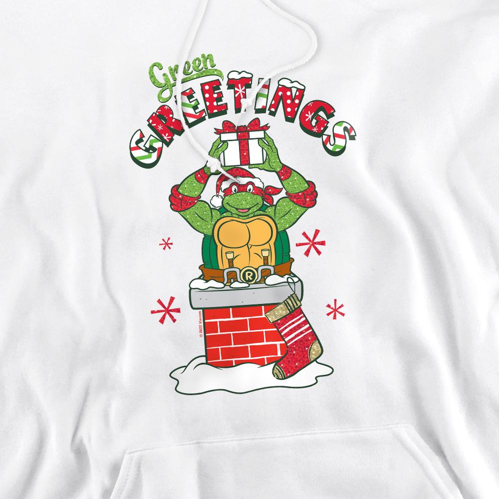 Teenage Mutant Ninja Turtles Men's Green Greetings Christmas Scene Hoodie