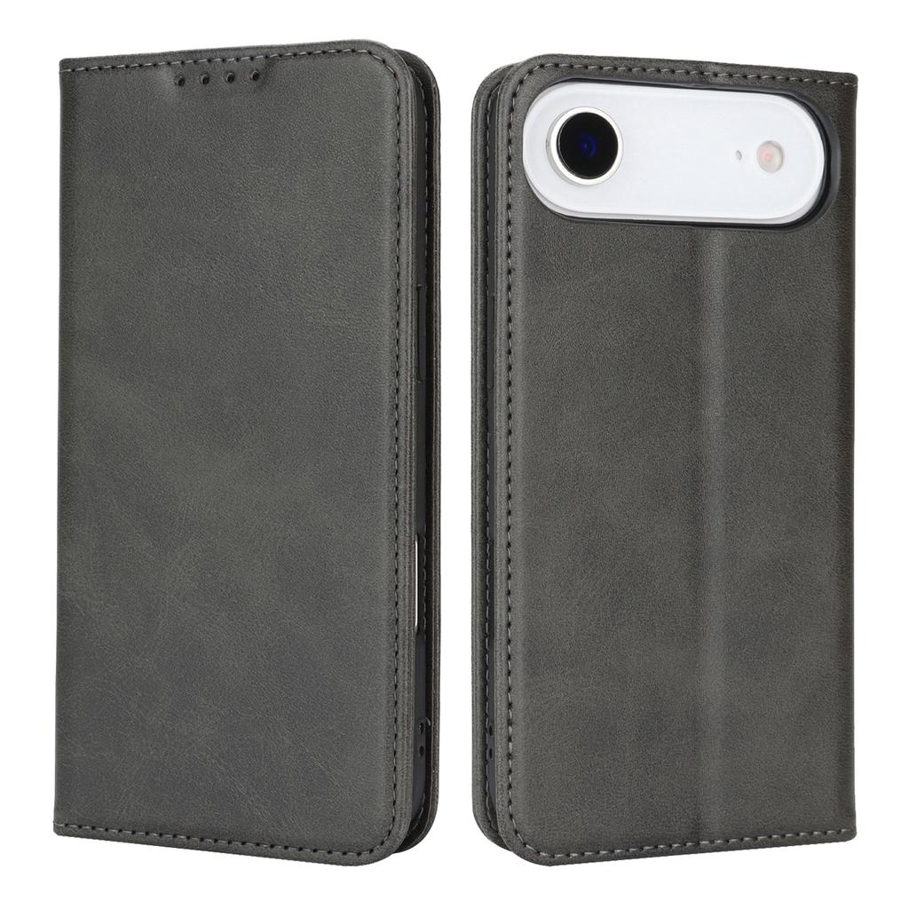 For iPhone 17 Air Case PU Leather Calf Textured Magnetic Closing Smart Phone Cover