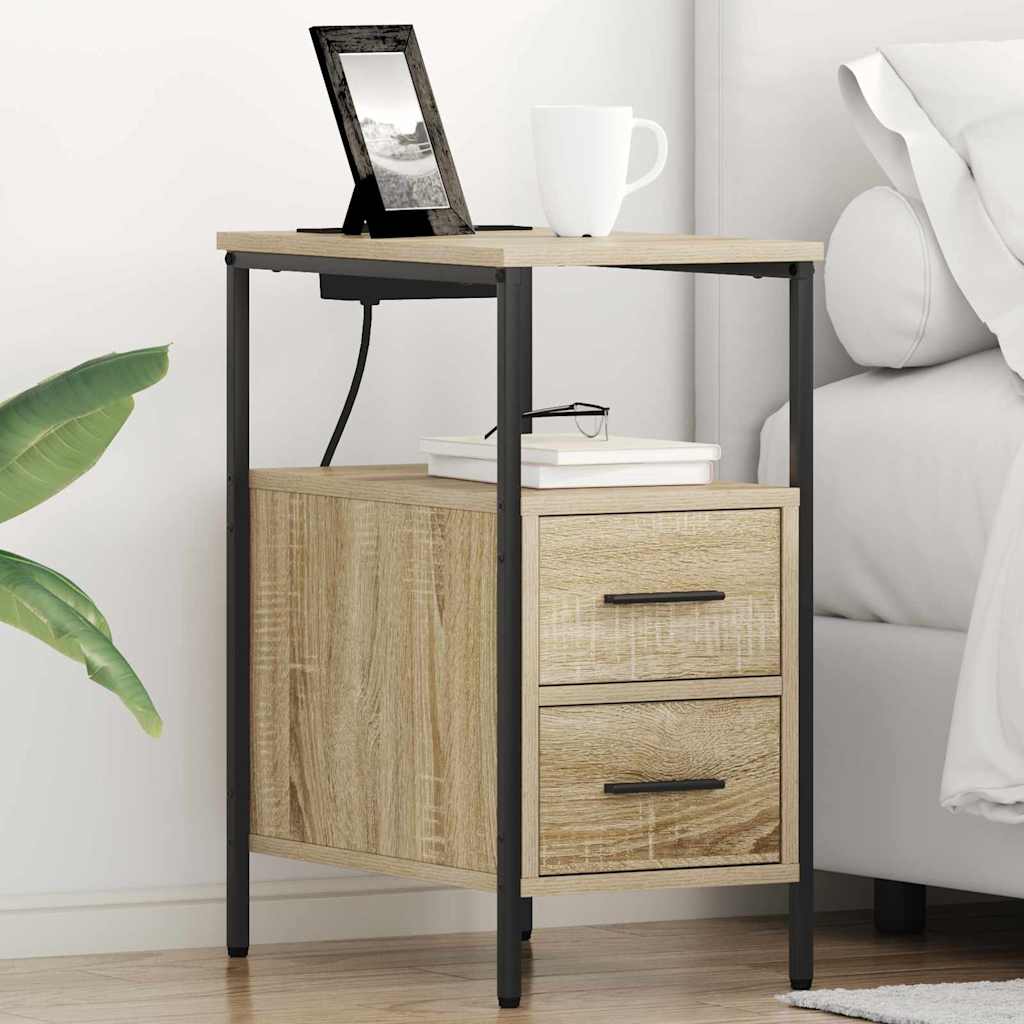 Nightstand Set 2 pcs Sonoma Oak Finish 30 x 48 x 61 cm Engineered Wood