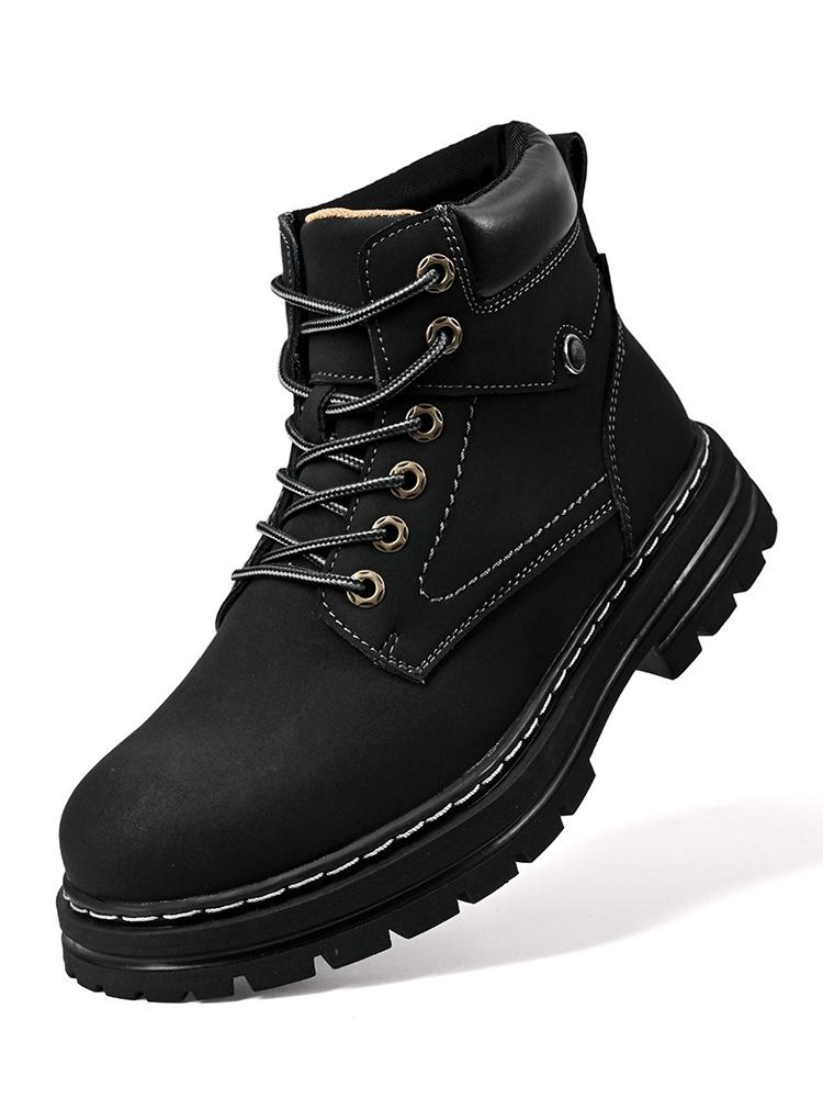 Men High Top Work Boots Lace Up Motorcycle Utility Shoes Thick Tread Outdoor Autumn Winter Travel Everyday Comfort Travel Shoes