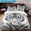 White Tiger Family 3pcs Bedding,Including 1pc Duvet Cover And 2pcs Pillowcases Perfect for Christmas,Ideal for Bedroom, Dormitory