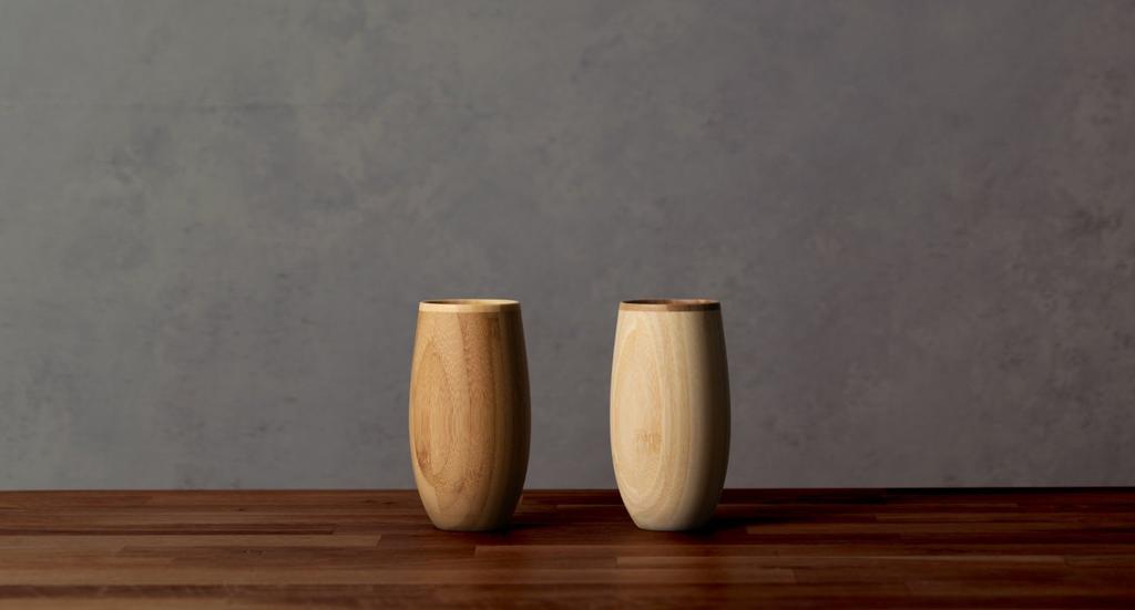 RIVERET Cocoon Tumbler 330ml Pair Set, Bamboo, Dishwasher Safe, White/Brown RV-120WB