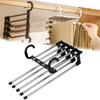 5 In 1 Magic Trouser Rack Hangers Stainless Steel Folding Pant Rack Tie Hanger Shelves Bedroom Closet Organizer Wardrobe Storage