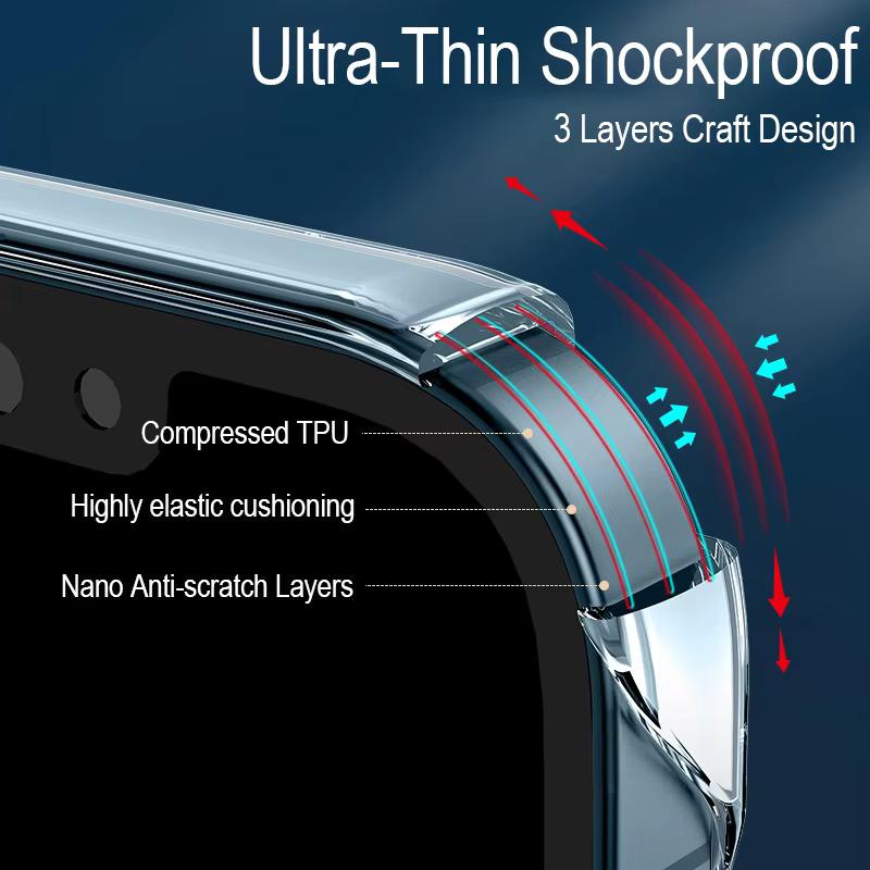 Ультратонкий прозрачный чехол без рамки для iPhone 16 15 14 Plus 13 12 11 Pro Max, тонкий, жесткий, из поликарбоната, противоударный бампер, прозрачная задняя крышка