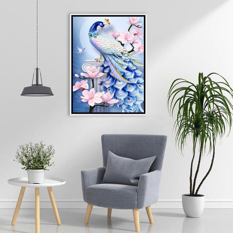 5D DIY Diamond Embroidery Animal Peacock Cross Stitch Diamond Painting Full Round Drill Picture of Home Christmas Present