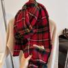 2024 Autumn/Winter Oversized Plaid Red Scarf, Unisex Christmas Shawl Neck Warmer