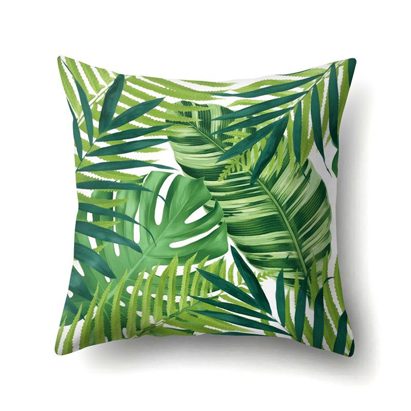 Polyester Pillow Case Nordic Ins Style Plant Flower Print Peach Leather Velvet Cushion Cover Car Waist Cushion Cover