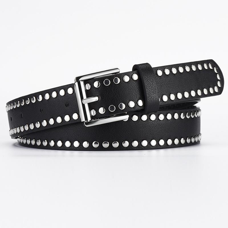1spc Punk Rivet Decorative Needle Buckle PU Leather Belt, High end Women's Versatile Jeans Belt