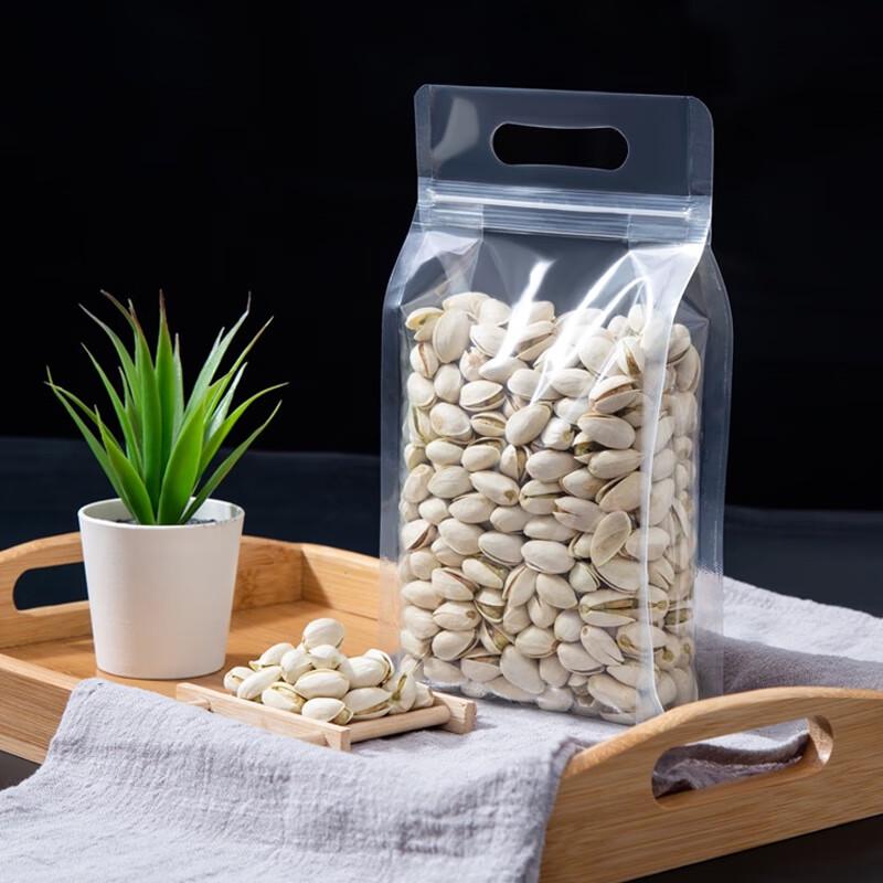 Transparent Eight-Side Seal Stand-Up Pouches with Handles