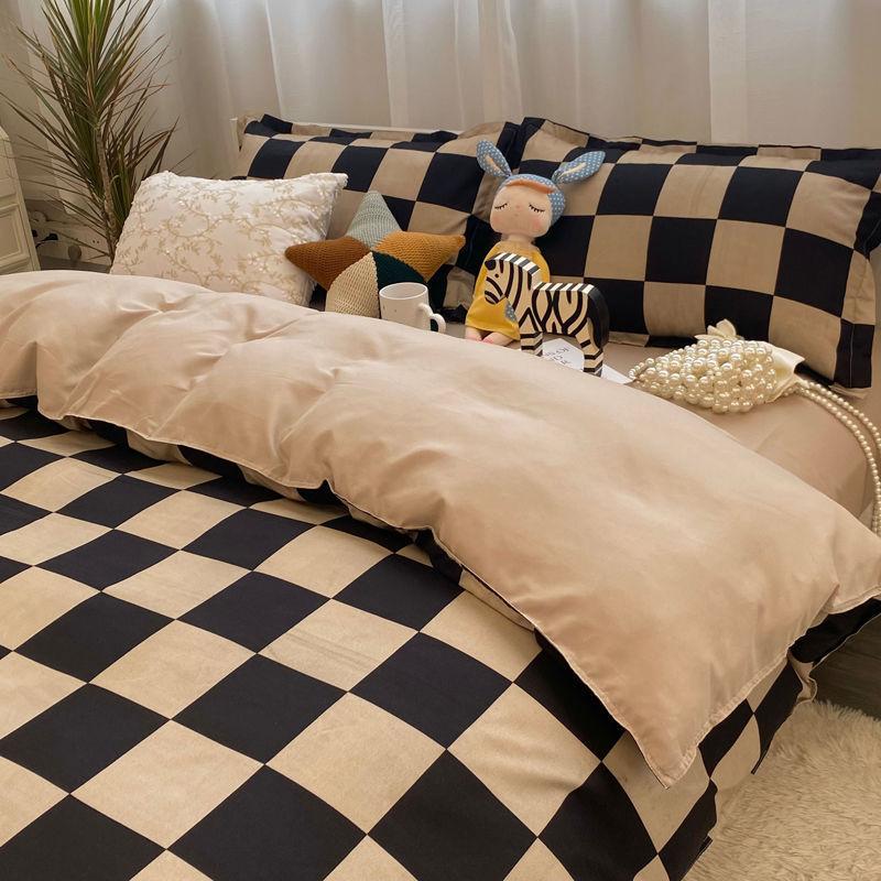 Комплект из четырех предметов из стираного хлопка, простыня, пододеяльник, комплект из трех предметов для спальни, односпальная кровать.