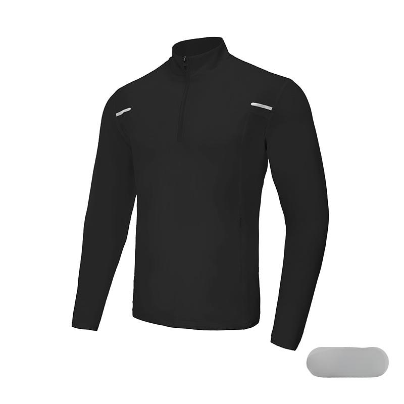 Мужская одежда с длинными рукавами, быстросохнущая, для занятий фитнесом на открытом воздухе, футболка, высокоэластичная, спортивная футболка с полумолнией