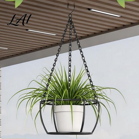 Vertical Gardening Supplies Iron Hanging Basket for Plants Heavy Duty Metal Flower Pot Space Saving Railing Planter Holder Wall Mounted Stand