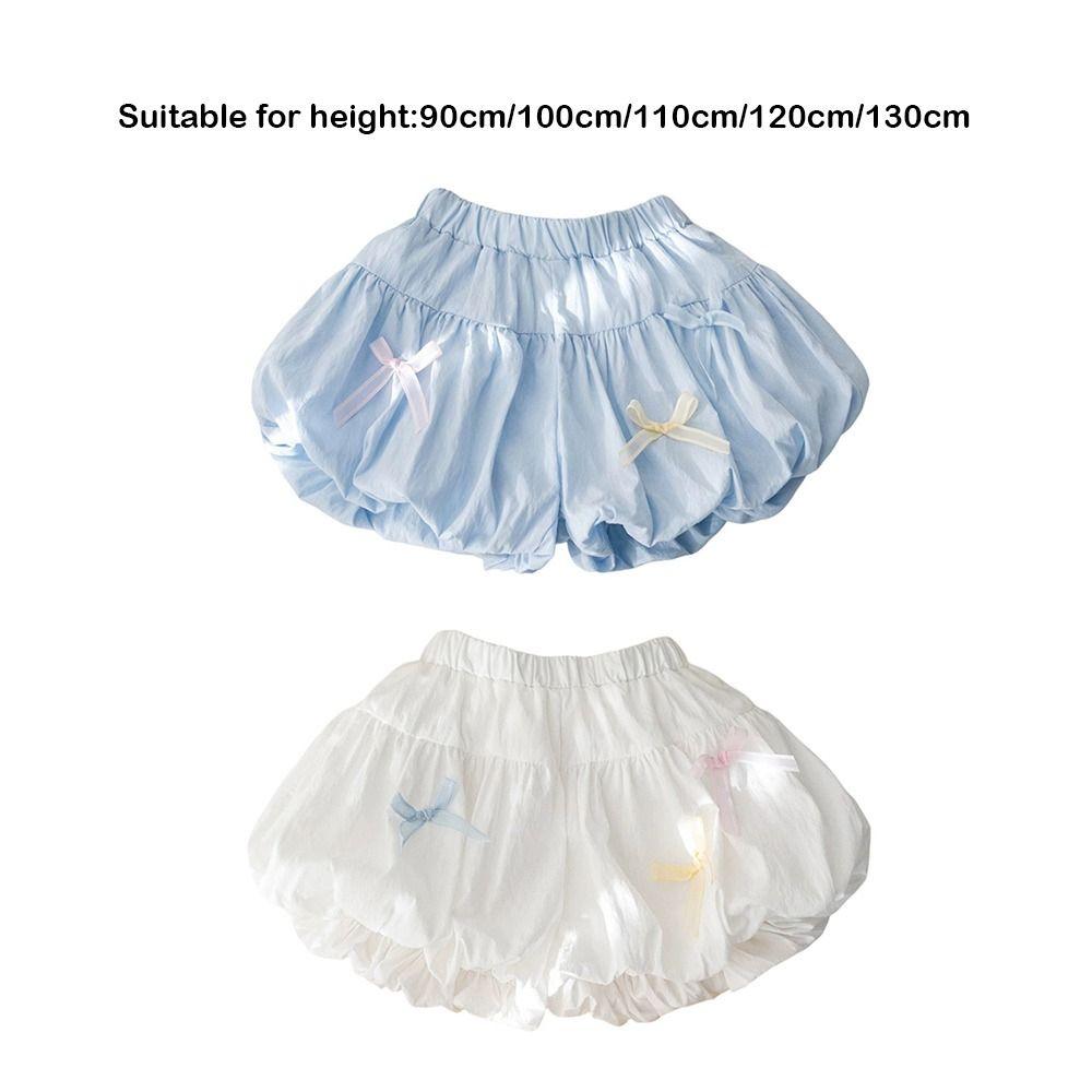 Elastic Waist Girls Shorts Bow Decorative Toddler Shorts Casual Summer Shorts  3-7 Years