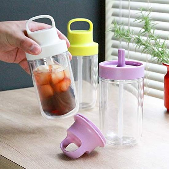 Kinto Too Go Bottle 480ml Yellow with Straw Lightweight Water Bottle Dishwasher Safe Double Structure 20072