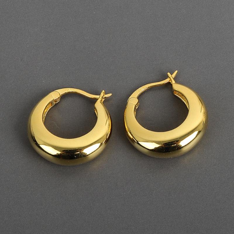 Металлические массивные серьги-кольца с покрытием из настоящего 18-каратного золота для женщин, Панк, Толстые хугги, Серьги, Ювелирные изделия, Подарки
