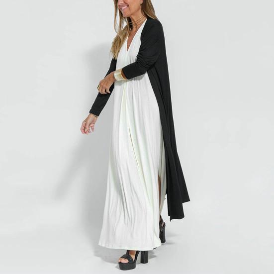 Женские повседневные свободные платья Элегантное офисное женское длинное платье Модное летнее платье без рукавов с осенним кардиганом с длинными рукавами