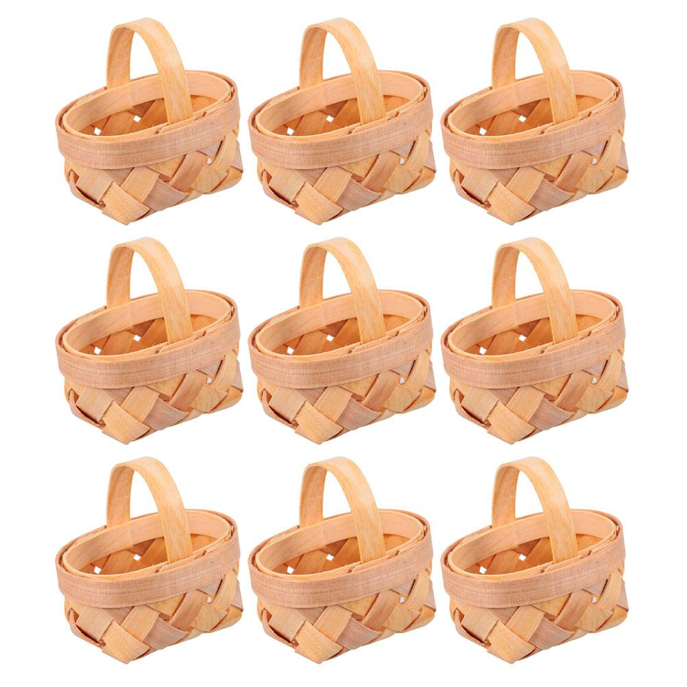 9 шт. плетеная корзина для пикника, упаковка конфет, корзины для хранения, плетеные вручную, мини-упаковка для щепы, деревянная ручная работа, настольный держатель для ребенка