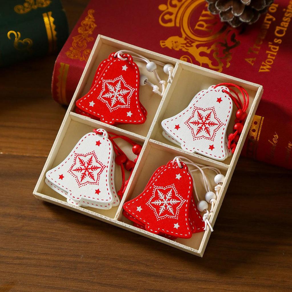 Exquisite Wooden Christmas Tree Ornaments and Small Gift Box