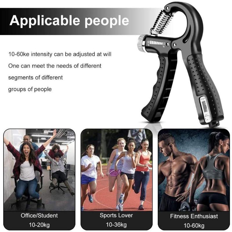 Тренажер для рук, 10-60 кг, регулируемый с функцией подсчета, тренажер для пальцев, тренажер для предплечий, устройство для тренировки рук, тренажер для рук, тренажер для пальцев