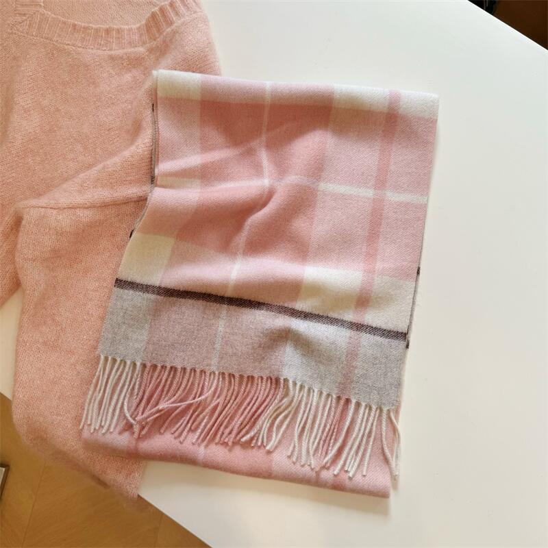 2024 Luxury Korean-Style Women's Wool Plaid Scarf - Warm, All-Season Shawl