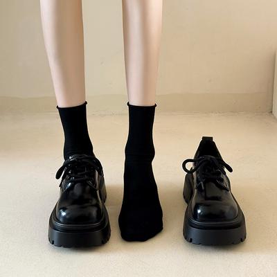 2025 весна и осень новые туфли на маленькой платформе, туфли с маленьким носком, из маленькой кожи, французские лоферы на толстом каблуке, женские