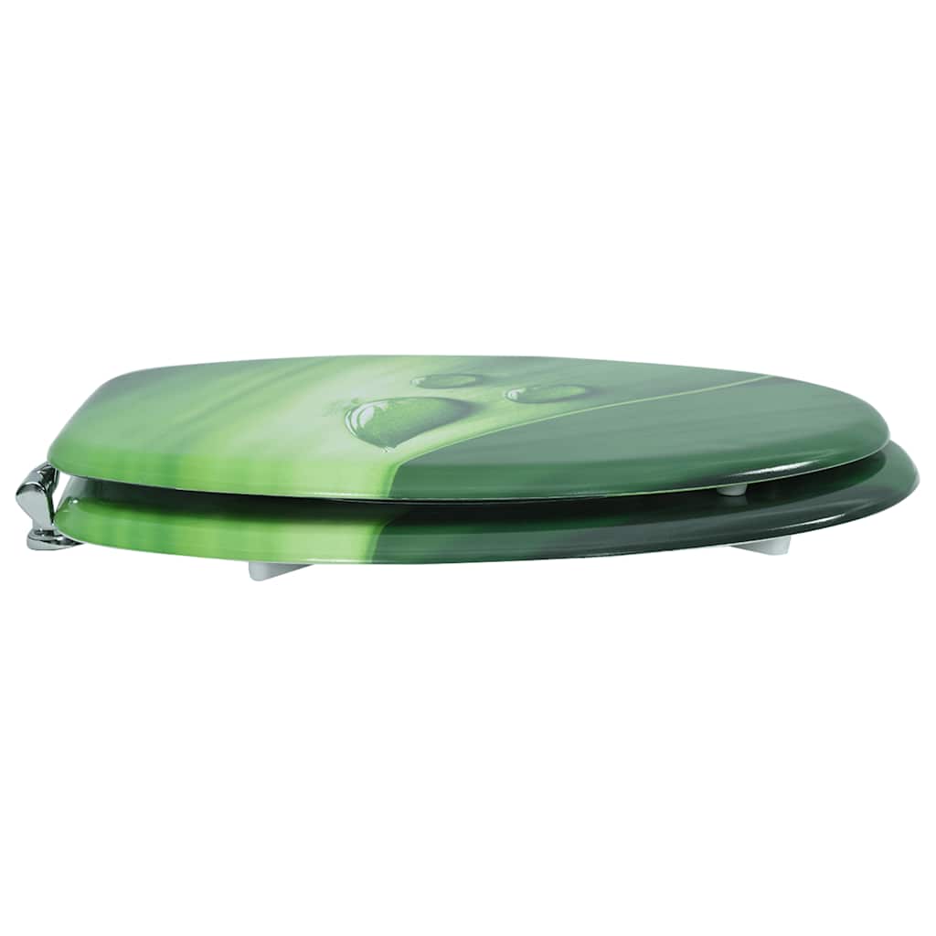 Toilet Seat with Lid MDF Green Water Droplet Design