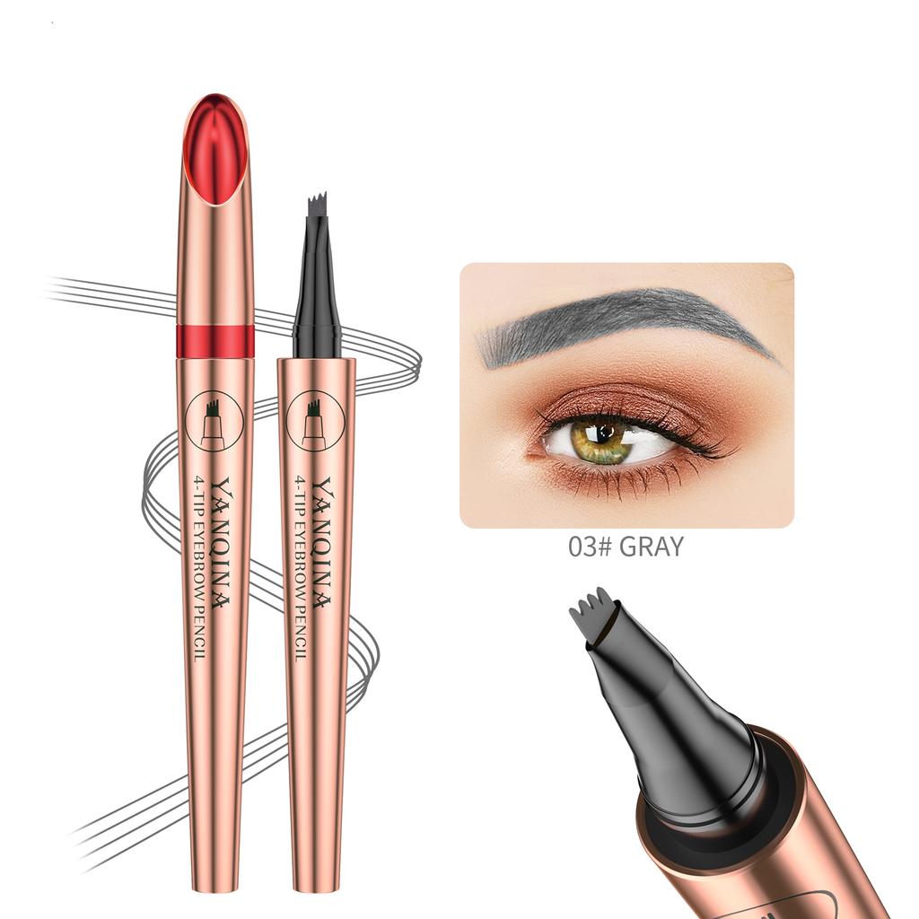 Stylish 4D Waterproof and Sweatproof and Long-lasting Makeup Four-pronged Liquid Eyebrow Pencil