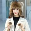 Women's Winter Fur Hat Thickened Raccoon Warm Animal Fluffy Hat Women's Fashion Earmuff Pilot Hat Women's Fashion Pilot Hat