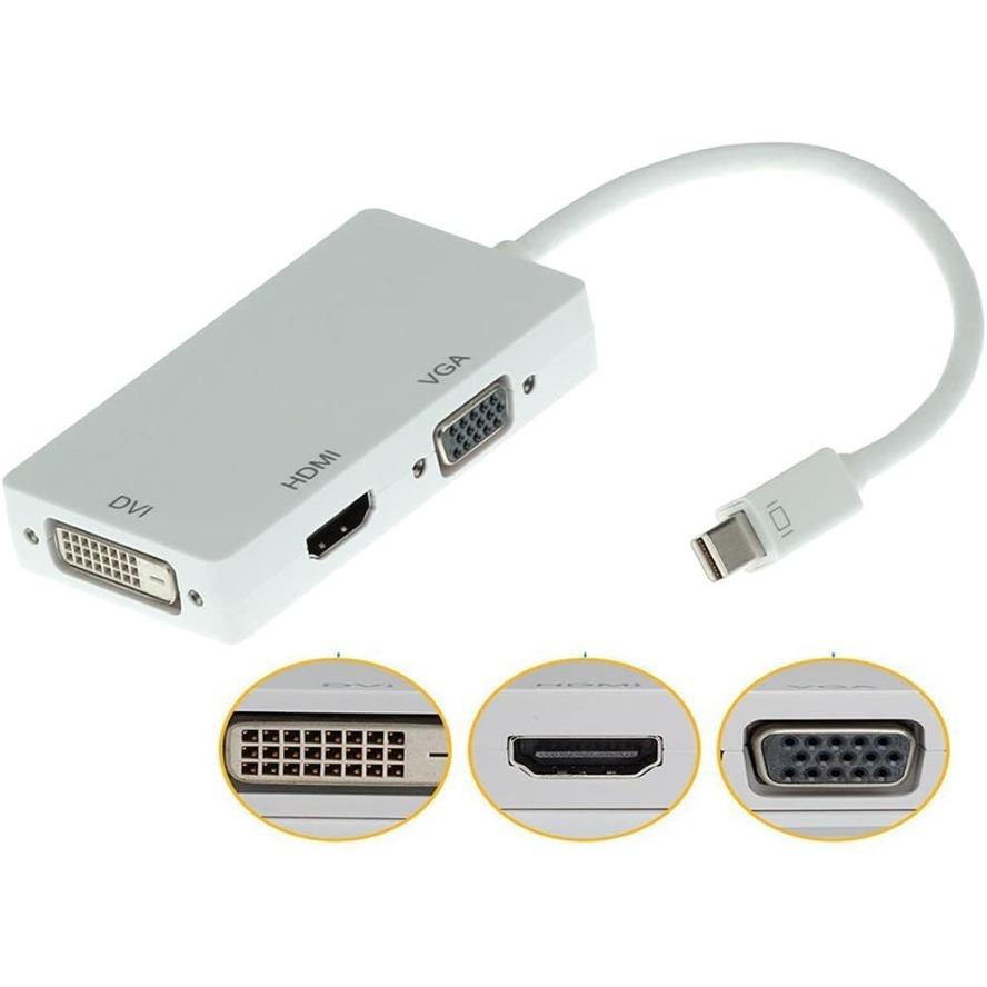 Mini DisplayPort To HDMI 4K VGA DVI Adapter Cable 3-in-1 1080P Thunderbolt Mini DP To VGA HDMI DVI Converter for Macs Laptop PC