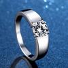 D Color 1CT Moissanite Ring for Men 925 Sterling Silver Simulation Diamond Wedding Band Classic Round Cut with GRA Ring