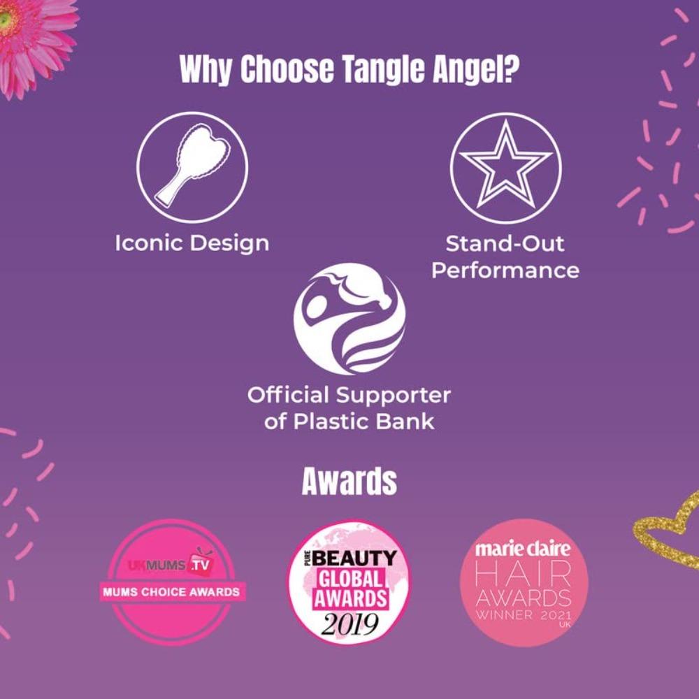 Расческа-щетка Tangle Angel для распутывания волос - Антистатическая щетка для волос с крыльями ангела, с мягкой и гибкой щетиной, для прямых и волнистых волос, женские расчески-распутыватели