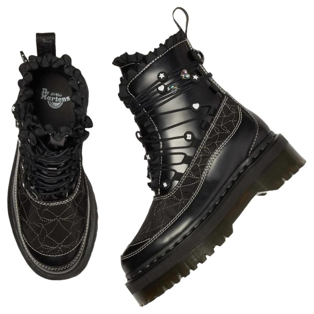 Dr. Martens Ботинки Jadon Series с оборками из кожи, универсальные, удобные, на каблуке 5 см, женские, черные 42044001
