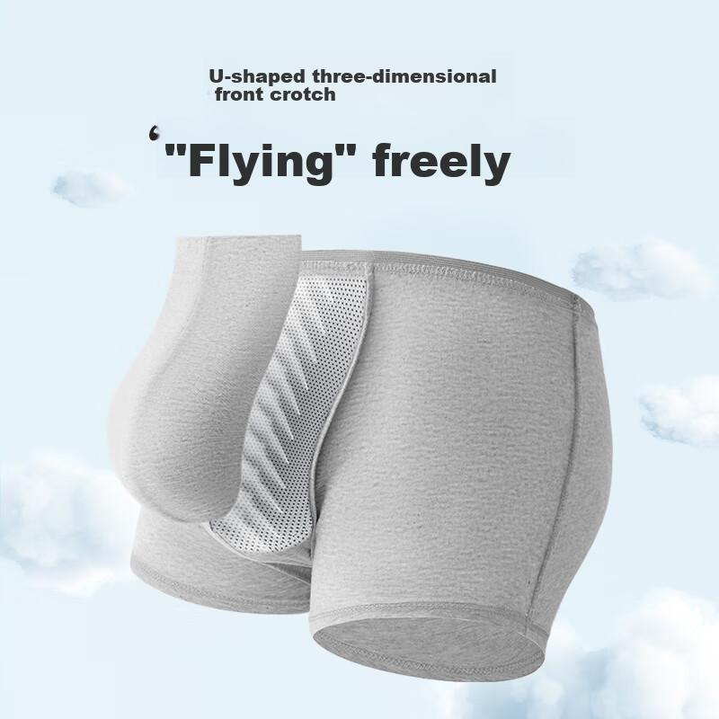 Freego Disposable Men's Boxer Briefs, 3-Pack, Pure Cotton, Travel-Friendly, Sterilized, Portable, Comfortable, Large Size, Men's Gray 4XL