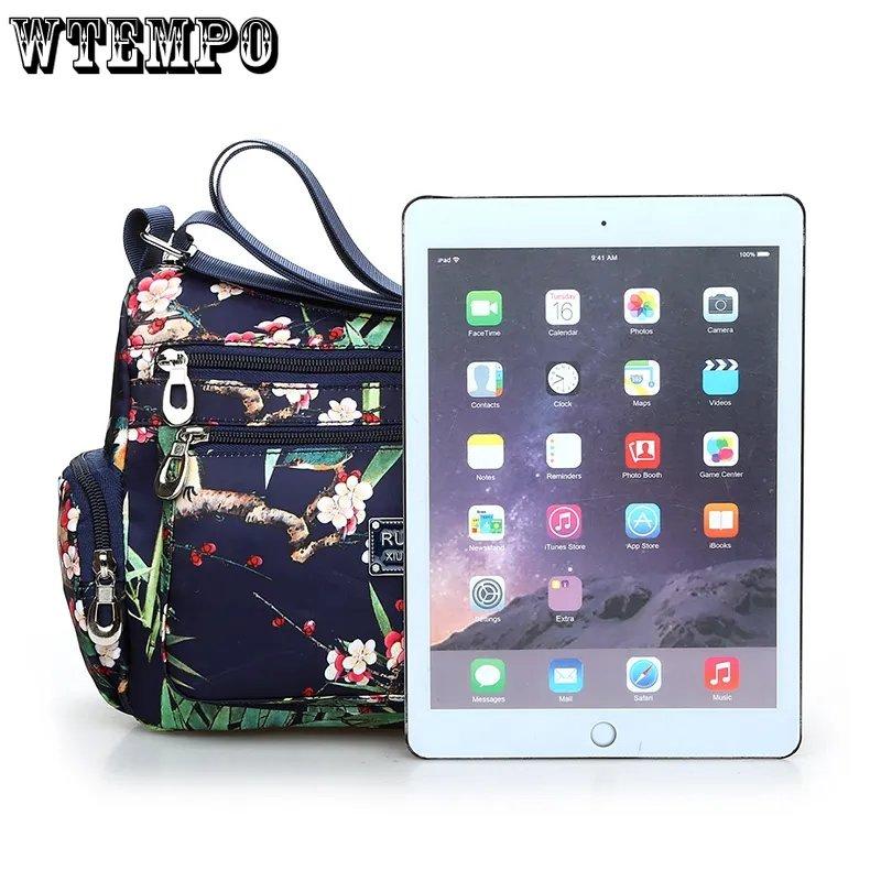 WTEMPO Женские сумки на одно плечо с цветочным принтом в сельском стиле, винтажные легкие сумки-мессенджеры на молнии в европейском и американском стиле