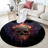 Flame Skull,Round Area Rug,Carpet Rug for Living Room Bedroom Sofa Playroom Decor,Non-slip Floor Mat