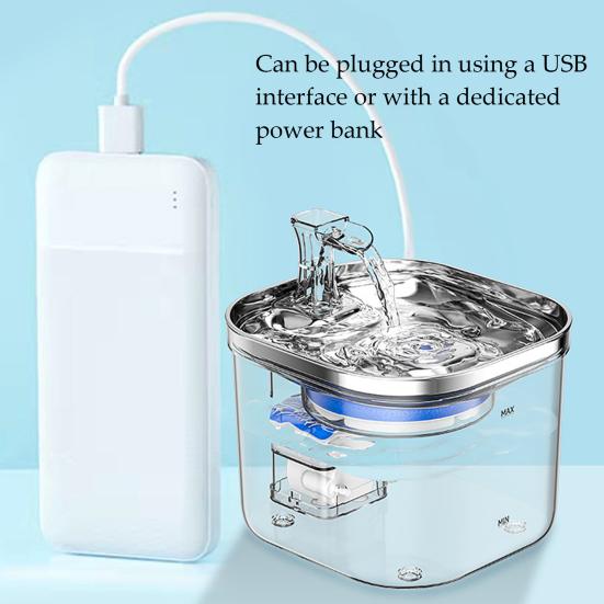 2л фонтан для кошек, бесшумный фонтан для питья домашних животных из нержавеющей стали с фильтром, автоматический диспенсер для воды для кошек и мелких домашних животных