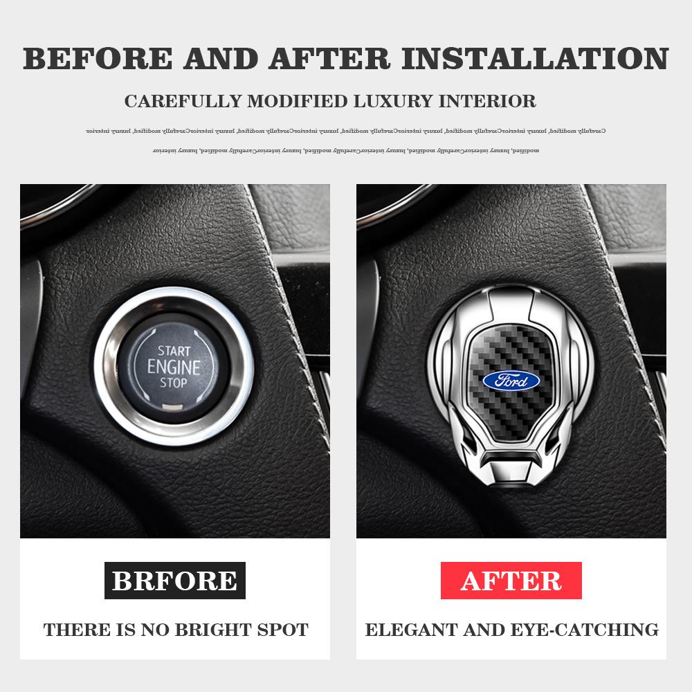 Car One-Click Start Buttons Protective Cover Emblem Decoration For Ford Fiesta Ranger Mondeo Fusion Escape Kuga Focus Mustang CVX1