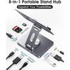 Подставка для iPad BYEASY, Док-станция для ноутбука, USB-C хаб для iPad 8-в-1, Подставка для планшета Type-C с HDMI, 3,5-мм разъемом, LAN, Зарядка 100 Вт PD, 2*USB 3.0, SD/TF