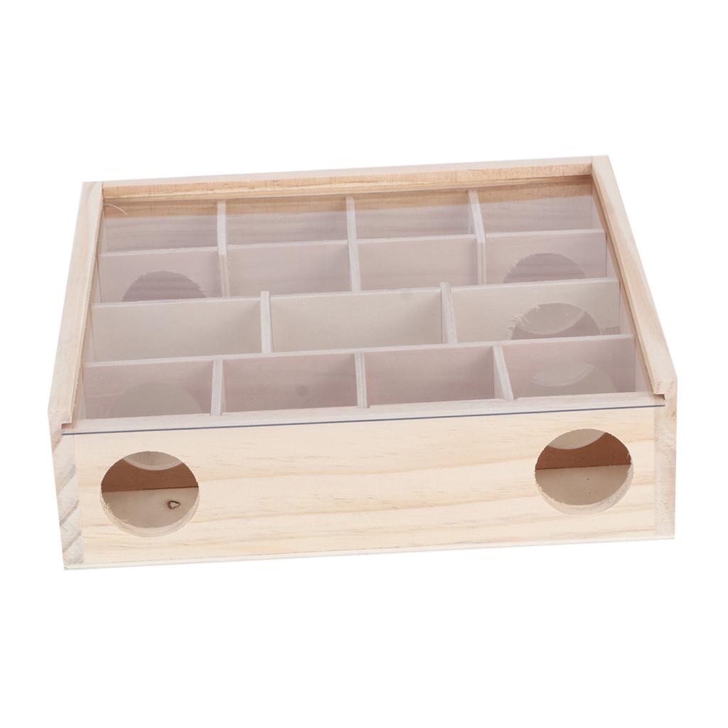 Hamster Maze Mouse Mice Natural Wood Interactive Intelligent Pet Toy with Acrylic Glass
