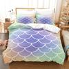 Laser Gradual Change Fish Scale 3D Digital Printing Three-Piece Set, Quilt Cover Pillowcase