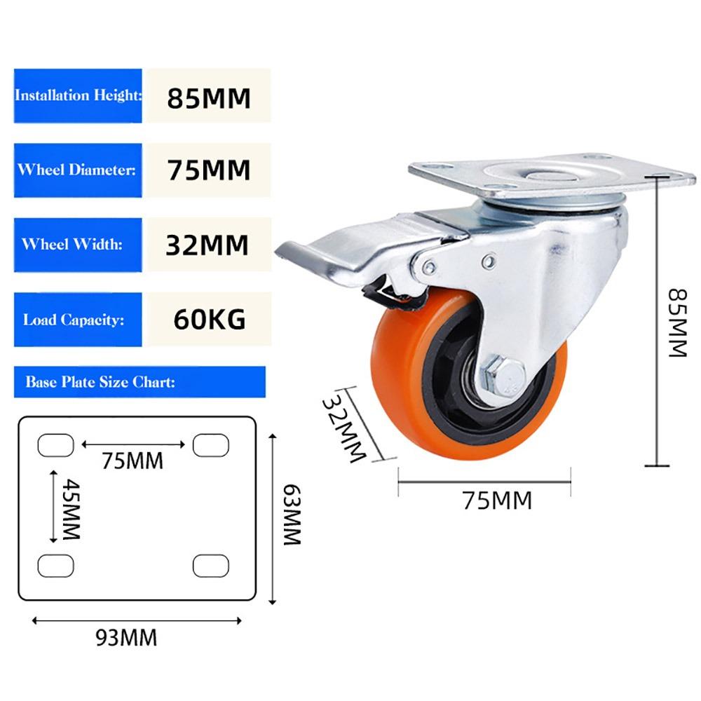 Blackheart Orange Face Furniture Castor 3" / 4" /5'' Wheel Industrial wheels  Table Shelf
