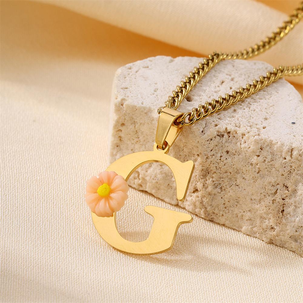 Atoztide Color Flower Initial Letter Pendant Necklace for Women Chunky Alphabet Name Drop Choker Chain Jewelry Mothers Day Gift