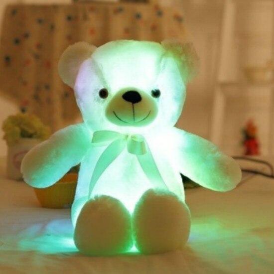 30/50cm Creative Light Up LED Teddy Bear Stuffed Animals Plush Toy Colorful Glowing Teddy Bear Christmas Gift for Kids Pillow Toy