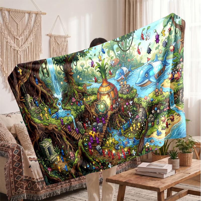 Warm Flannel BlanketPikmin Soft Cozy Throw Blanket for Bedroom Couch