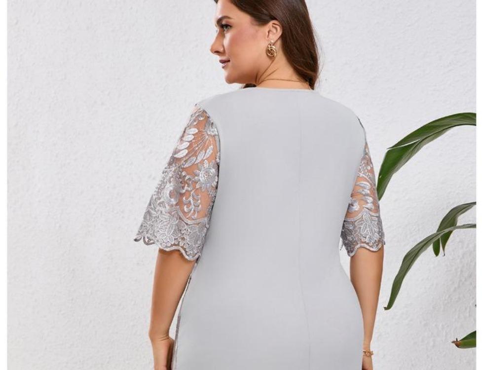 Кружево - Женские коктейльные и вечерние платья - Большие размеры Bodycon юбка Женское коктейльное платье Облегающее с вышивкой Кружевные стежки Элегантное