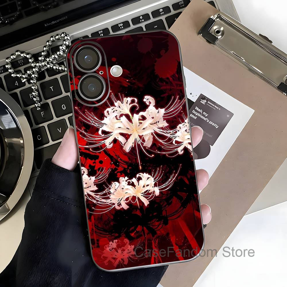 Гуль Алый Паук Лилия Токио Для iPhone 17,16,15,14,13,12,11,Pro,Max,Plus Магнитная Беспроводная Зарядка Прозрачный серый Чехол для Телефона