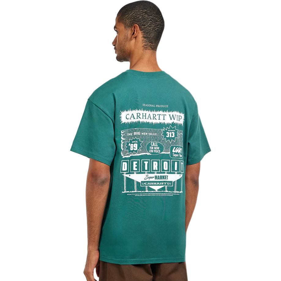 Carhartt WIP Каталог SS25 Футболка Свободный крой Круглый вырез Короткий рукав Мужские футболки Зеленый I034644-2SG-XX