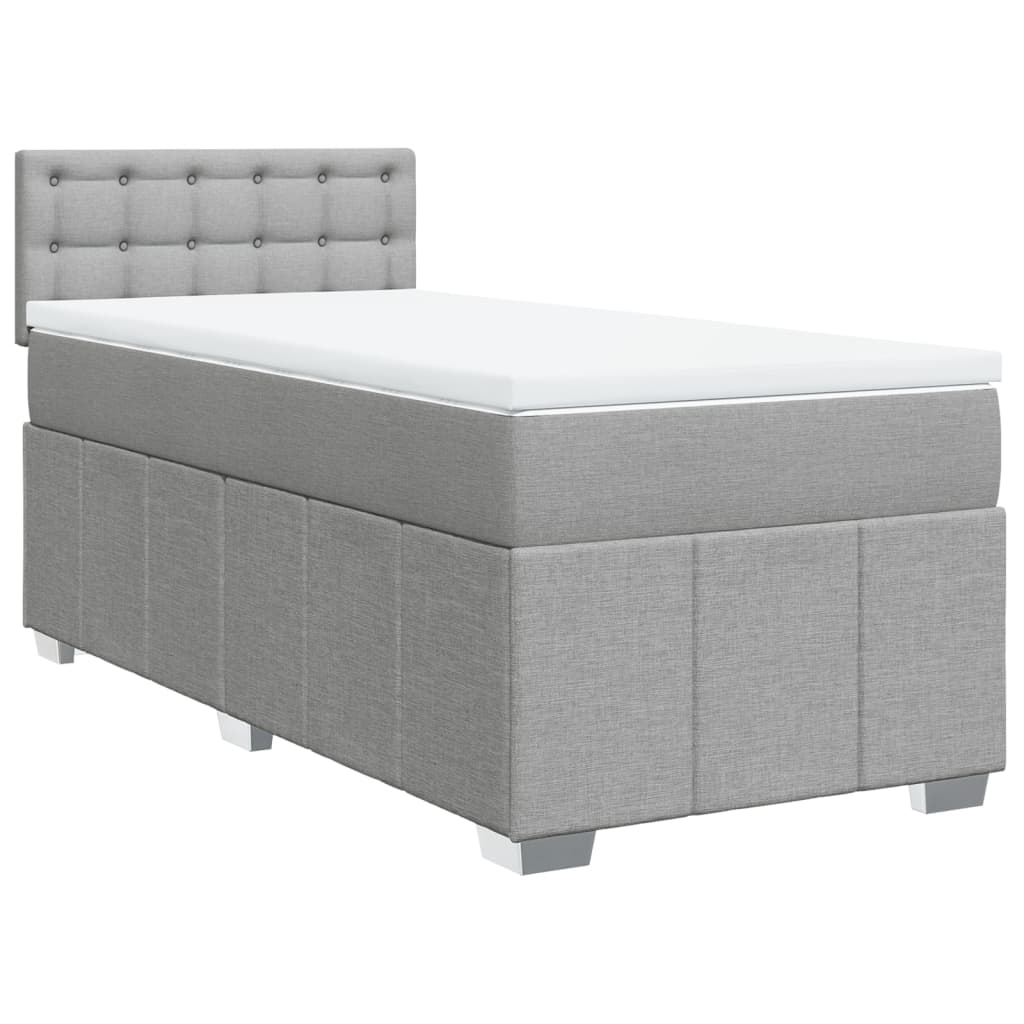Box Spring Bed with Mattress Light Grey 80 x 200 cm Fabric