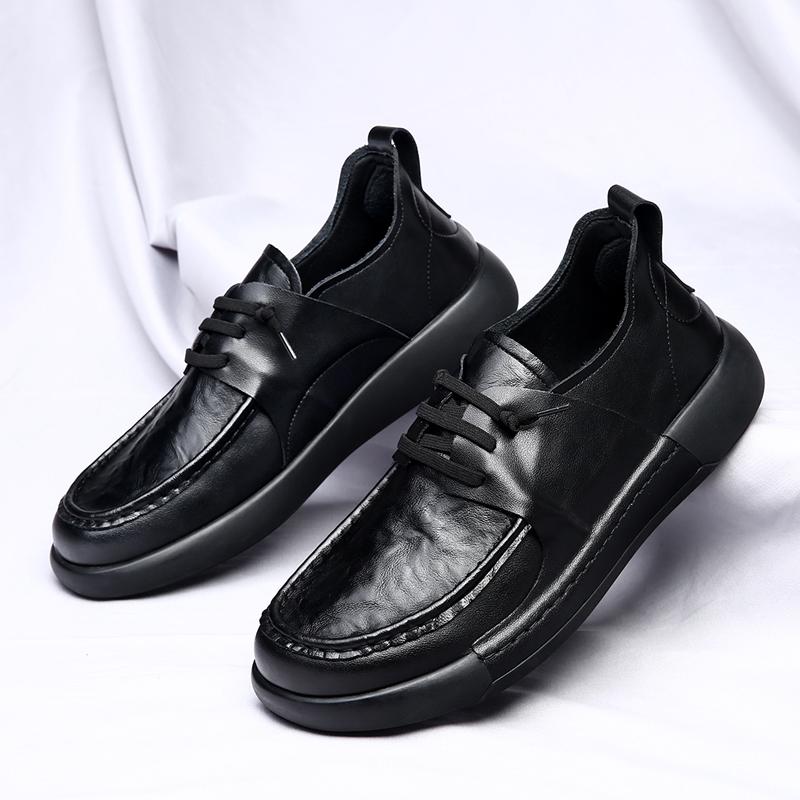 Модная мужская повседневная обувь из натуральной кожи для прогулок, весенне-летние мужские кроссовки, дышащие, на шнуровке, повседневная обувь, офисный стиль, деловые лоферы